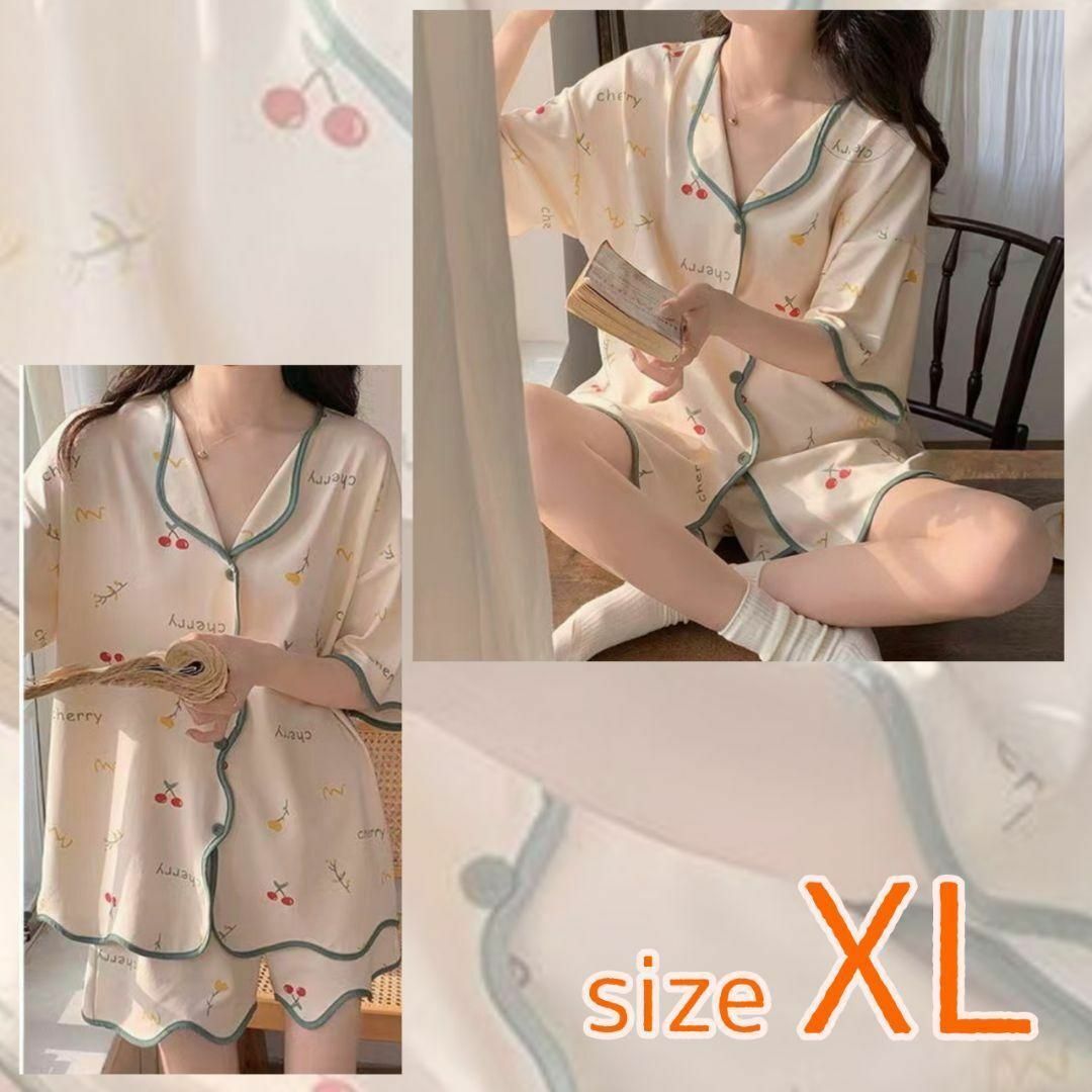 【XL】さくらんぼ ルームウェア パジャマ セットアップ 半袖  上下 ゆったり レディースのルームウェア/パジャマ(ルームウェア)の商品写真