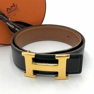 エルメス(Hermes)の［美品］HERMES コンスタンス　リバーシブル　ベルト Y刻印　ブラック(ベルト)