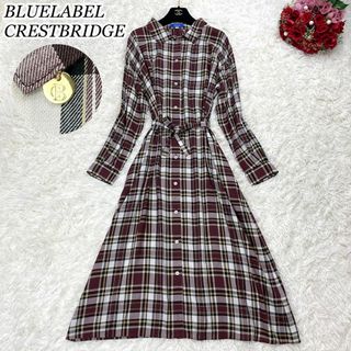 ブルーレーベルクレストブリッジ(BLUE LABEL CRESTBRIDGE)の美品☆ブルーレーベルクレストブリッジ タータンチェック マキシ丈 ワンピース M(ロングワンピース/マキシワンピース)