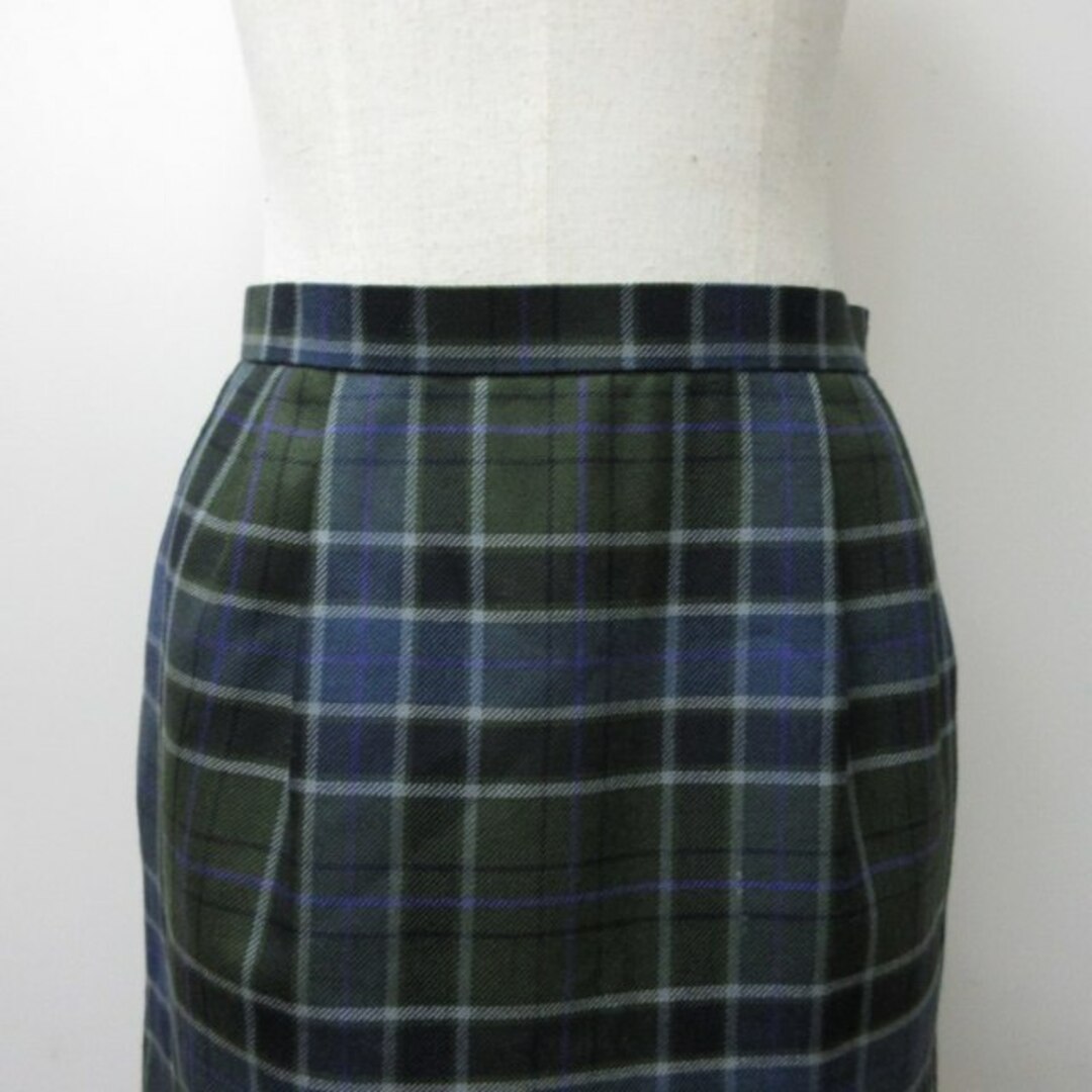 leilian(レリアン)のレリアン Leilian ウールスカート チェック柄 緑 M-L ■GY31 レディースのスカート(ひざ丈スカート)の商品写真