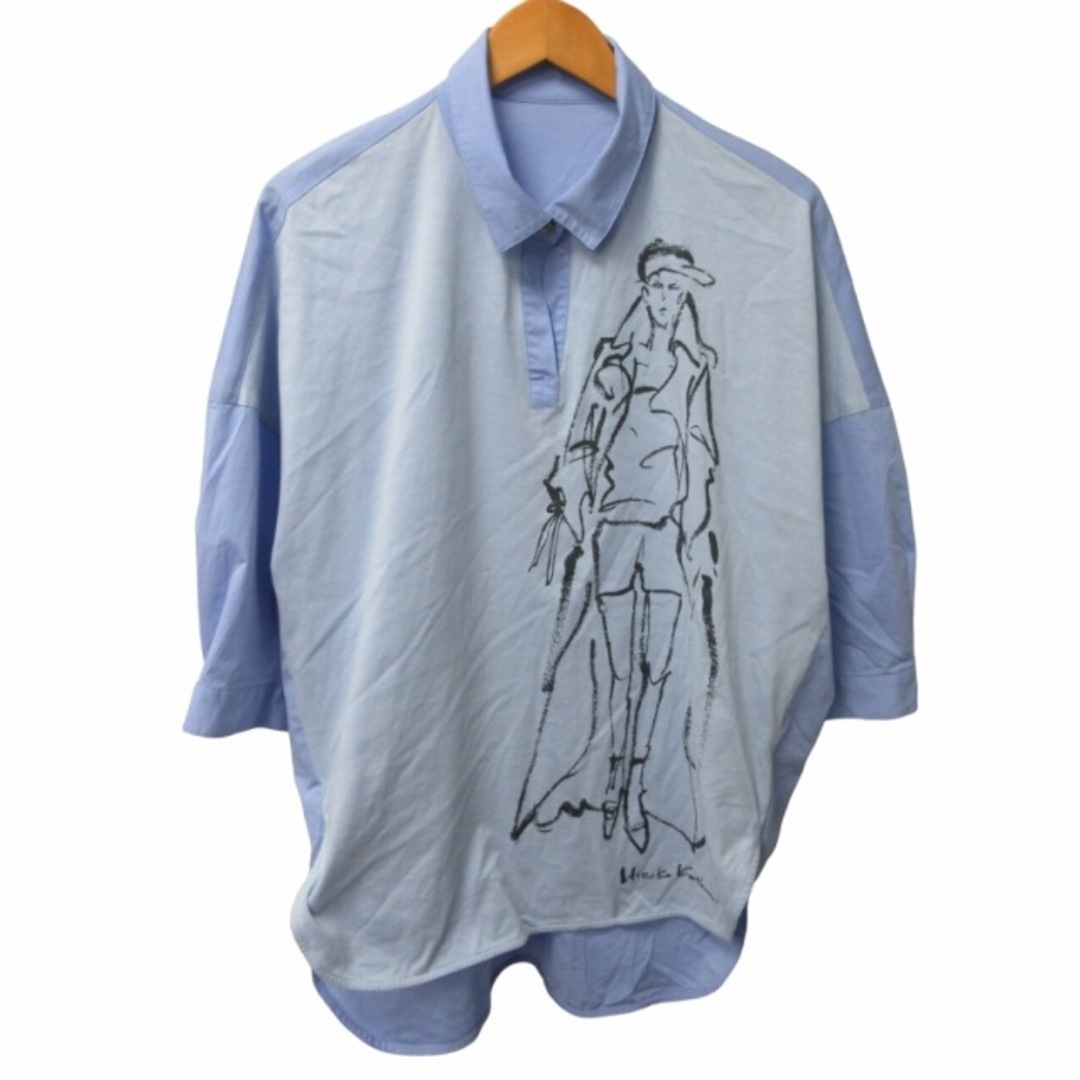 HIROKO KOSHINO(ヒロココシノ)のヒロココシノ TRUNK 近年 プルオーバーシャツ ブラウス 青 L ■GY31 レディースのトップス(シャツ/ブラウス(半袖/袖なし))の商品写真