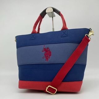 ユーエスポロアッスン(U.S. POLO ASSN.)の【美品】ユーエスポロアッスン　2way A4収納可能　肩掛け　刺繍ロゴ　バッグ(トートバッグ)