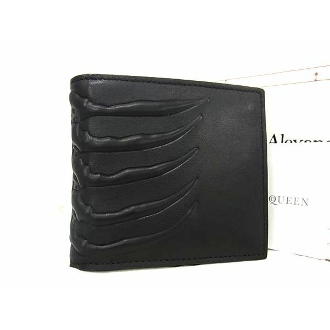 Alexander McQueen(アレキサンダーマックイーン)の■新品同様■ ALEXANDER McQUEEN アレキサンダー マックイーン レザー ボーン 骨 二つ折り 財布 ウォレット メンズ ブラック系 AS9583 メンズのファッション小物(折り財布)の商品写真