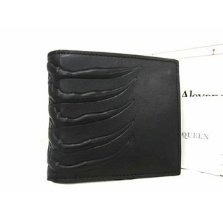 Alexander McQueen - ■新品同様■ ALEXANDER McQUEEN アレキサンダー マックイーン レザー ボーン 骨 二つ折り 財布 ウォレット メンズ ブラック系 AS9583