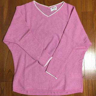 プラステ(PLST)の人気PLST春色ピンクカシミヤ混Vネックニット美品(ニット/セーター)