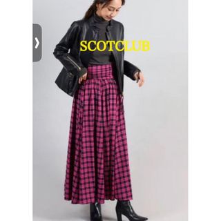 スコットクラブ(SCOT CLUB)の16900円SCOTCLUB チェック後ろリボンスカート　ピンク(ロングスカート)