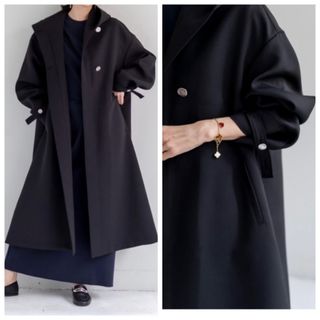 deres デレス　switch neck feather long coat(ロングコート)