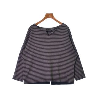 INDIVI Tシャツ・カットソー 44(XL位) グレーx茶等(ボーダー) 【古着】【中古】