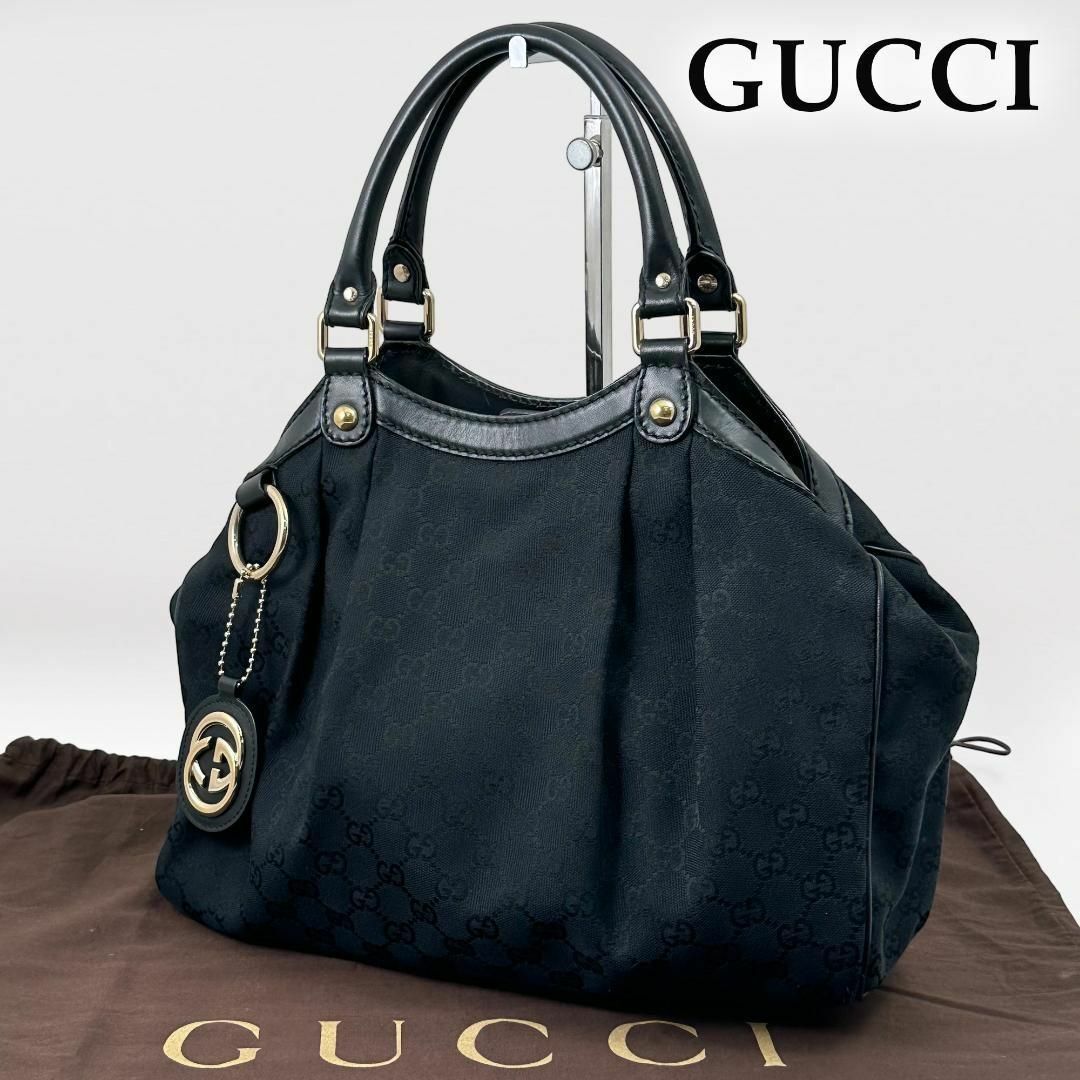 Gucci(グッチ)のグッチ ハンドバッグ スーキー GGキャンバス インターロッキング 黒 ブラック レディースのバッグ(ハンドバッグ)の商品写真