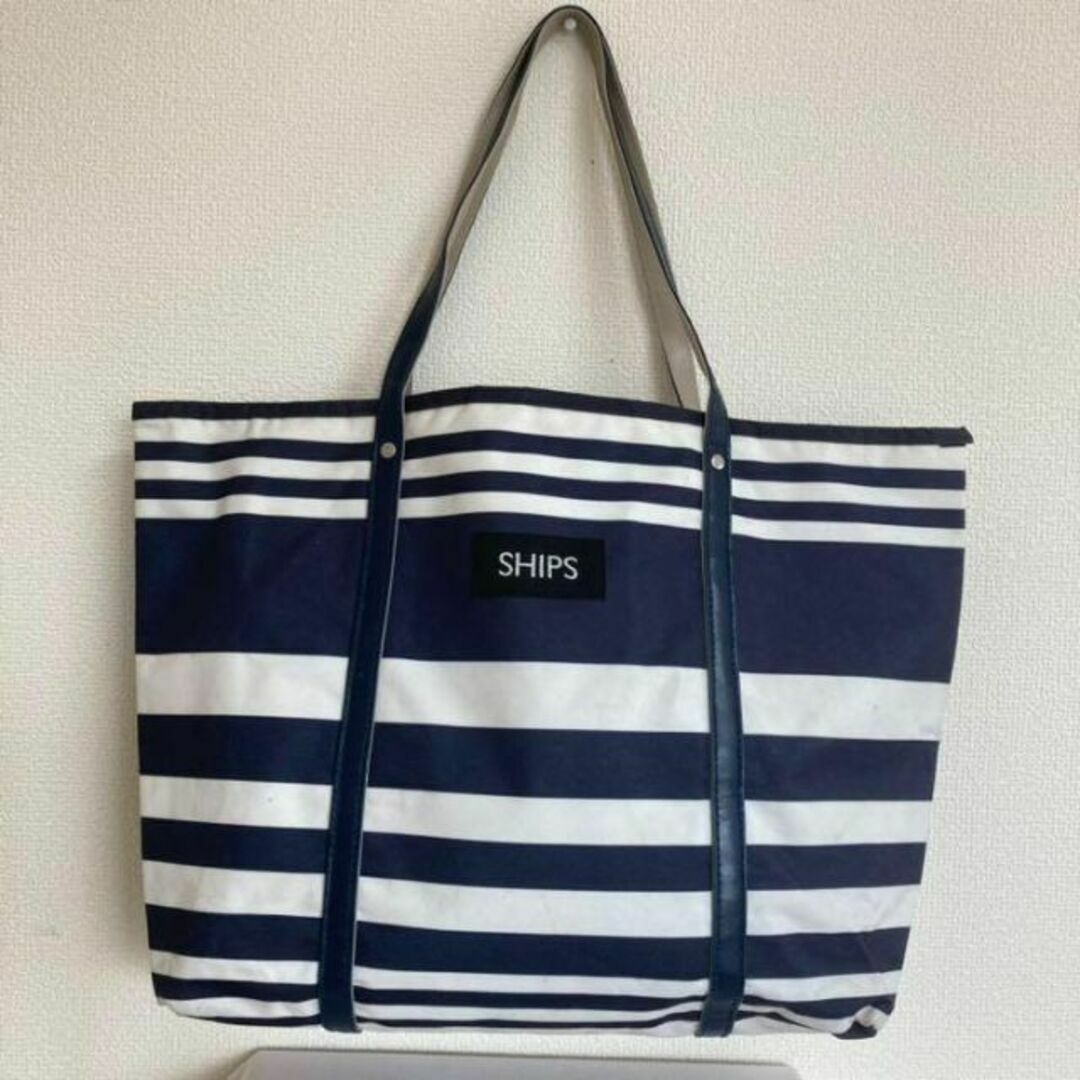 SHIPS(シップス)のSHIPS シップス　トート　バッグ　ストライプ　ネイビー　ホワイト レディースのバッグ(トートバッグ)の商品写真
