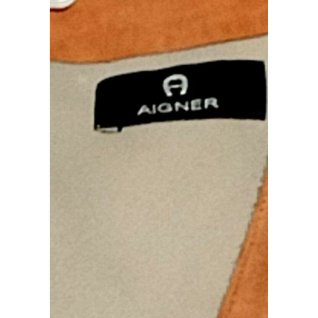 AIGNER(アイグナー)の未使用♥新品♥AIGNER♥アイグナー♥ワンピース♥オレンジ♥シルク♥革♥レザー レディースのワンピース(ロングワンピース/マキシワンピース)の商品写真