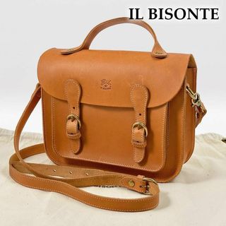 イルビゾンテ(IL BISONTE)の美品◎イルビゾンテ サッチェル 2way ショルダーバッグ キャメル ベルト(ショルダーバッグ)