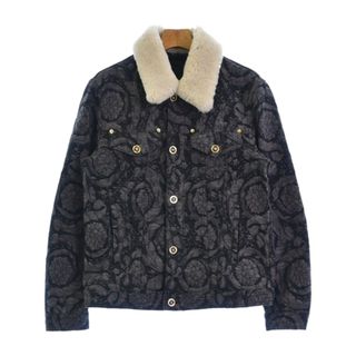 ヴェルサーチ(VERSACE)のVERSACE デニムジャケット 50(XL位) グレーx黒(総柄) 【古着】【中古】(Gジャン/デニムジャケット)