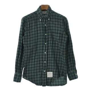 トムブラウン(THOM BROWNE)のTHOM BROWNE カジュアルシャツ 0(XS位) 緑x紺(チェック) 【古着】【中古】(シャツ)