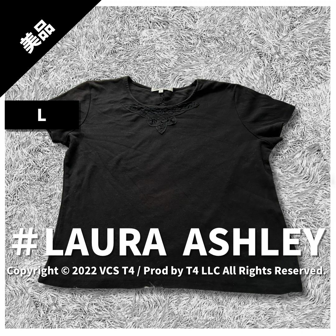 LAURA ASHLEY(ローラアシュレイ)の【美品】ローラアシュレイ Tシャツ 半袖 カジュアル シンプル 黒 ✓3559 レディースのトップス(Tシャツ(長袖/七分))の商品写真