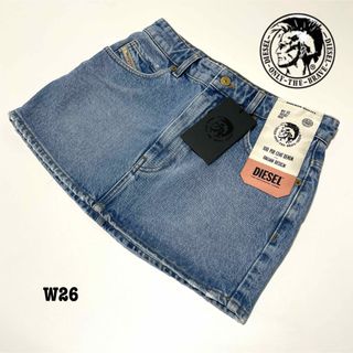 DIESEL - 【新品】W26 ディーゼル ミニスカートデニム ロゴラベル ミディアムブルー 青