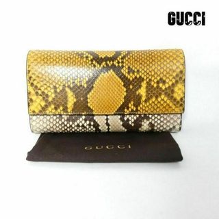 グッチ(Gucci)の美品 GUCCI パイソン レザー 二つ折り コンチネンタルウォレット(財布)