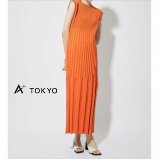 A + TOKYO ランダムプリーツニットワンピ エープラストウキョウ(ロングワンピース/マキシワンピース)