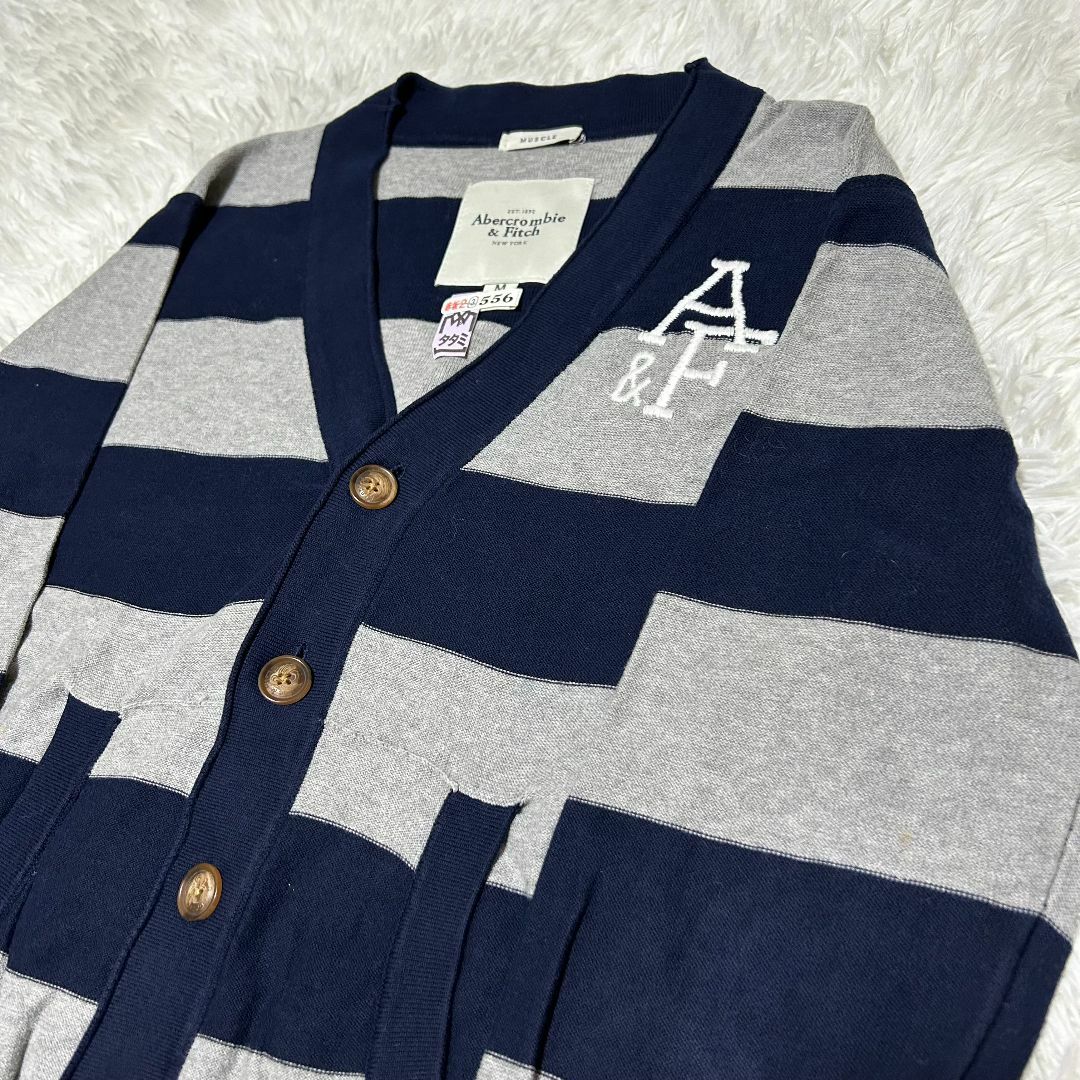 Abercrombie&Fitch(アバクロンビーアンドフィッチ)の【訳あり美品】アバクロンビー&フィッチ カーディガン M ボーダー ✓3338 メンズのトップス(カーディガン)の商品写真