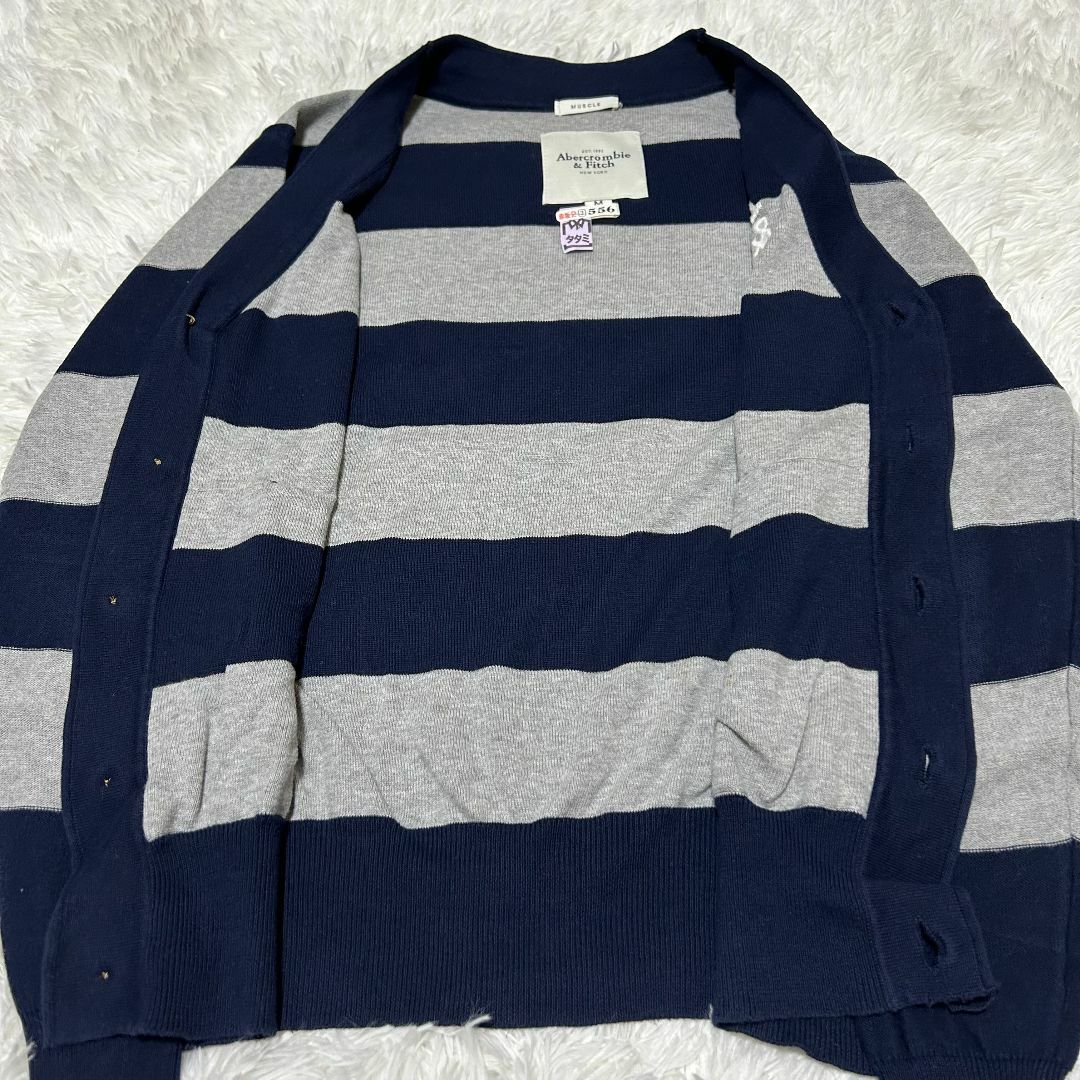 Abercrombie&Fitch(アバクロンビーアンドフィッチ)の【訳あり美品】アバクロンビー&フィッチ カーディガン M ボーダー ✓3338 メンズのトップス(カーディガン)の商品写真