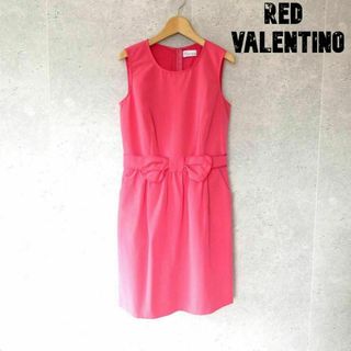 レッドヴァレンティノ(RED VALENTINO)の美品 RED VALENTINO サテン リボン ノースリーブ ワンピース(ひざ丈ワンピース)