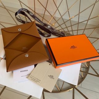 エルメス(Hermes)のエルメス　カルヴィ新品エプソンゴールド(名刺入れ/定期入れ)