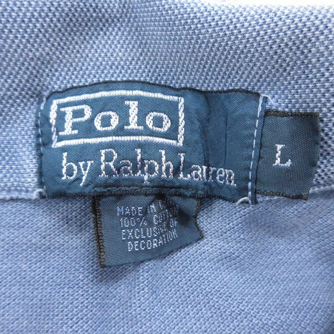 Ralph Lauren(ラルフローレン)のXL★古着 ラルフローレン Ralph Lauren 半袖 ブラント ポロ シャツ メンズ 90年代 90s 鹿の子 胸ポケット付き コットン 薄紺 ネイビー 24apr02 中古 トップス メンズのトップス(ポロシャツ)の商品写真