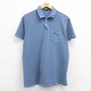 ラルフローレン(Ralph Lauren)のXL★古着 ラルフローレン Ralph Lauren 半袖 ブラント ポロ シャツ メンズ 90年代 90s 鹿の子 胸ポケット付き コットン 薄紺 ネイビー 24apr02 中古 トップス(ポロシャツ)