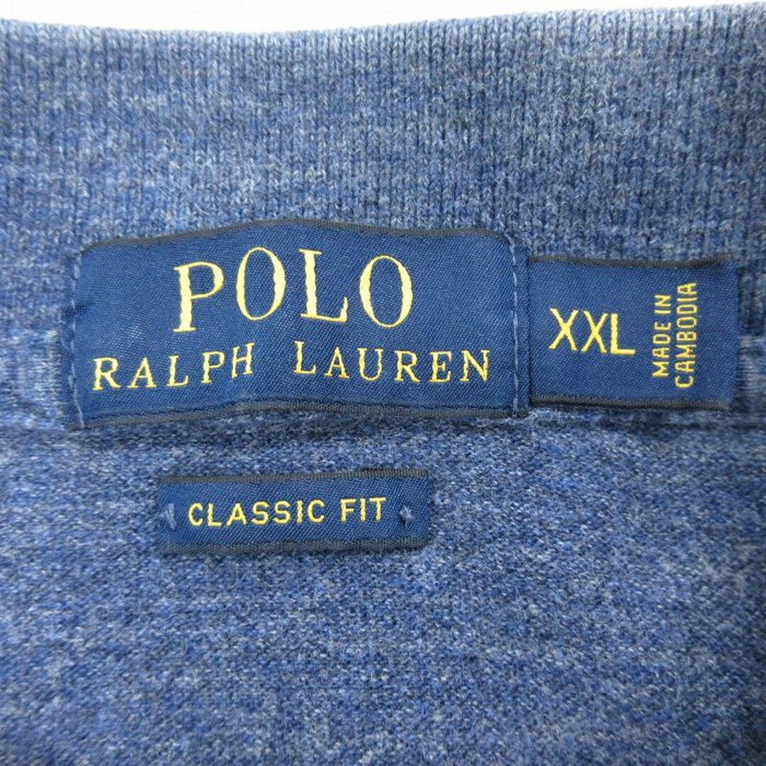 Ralph Lauren(ラルフローレン)のXL★古着 ラルフローレン Ralph Lauren 半袖 ブラント ポロ シャツ メンズ ワンポイントロゴ 鹿の子 大きいサイズ コットン 紺 ネイビー 霜降り 24apr02 中古 トップス メンズのトップス(ポロシャツ)の商品写真