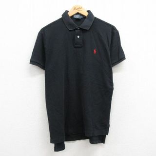 ラルフローレン(Ralph Lauren)のL★古着 ラルフローレン Ralph Lauren 半袖 ブラント ポロ シャツ メンズ 90年代 90s ワンポイントロゴ コットン 黒 ブラック 24apr02 中古 トップス(ポロシャツ)