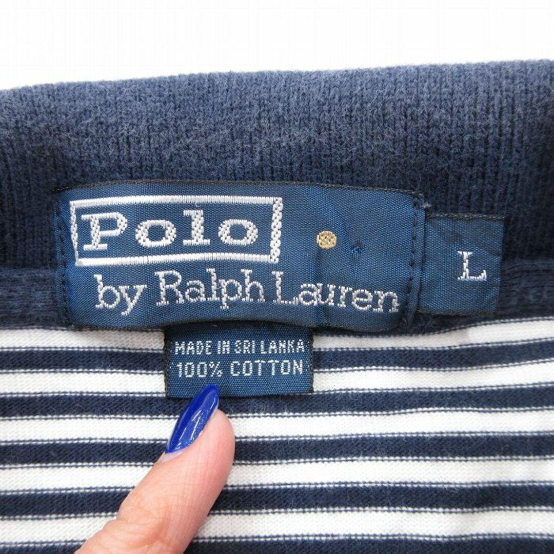 Ralph Lauren(ラルフローレン)のXL★古着 ラルフローレン Ralph Lauren 半袖 ブランド ポロ シャツ メンズ 90年代 90s ワンポイントロゴ コットン 紺他 ネイビー ボーダー 24apr02 中古 トップス メンズのトップス(ポロシャツ)の商品写真