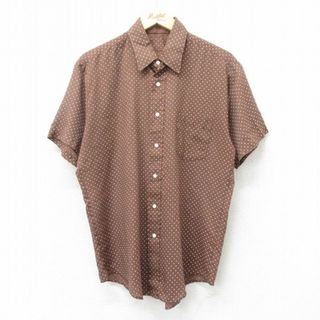 L★古着 半袖 シャツ メンズ 80年代 80s USA製 茶他 ブラウン ドット 24apr02 中古 トップス(シャツ)