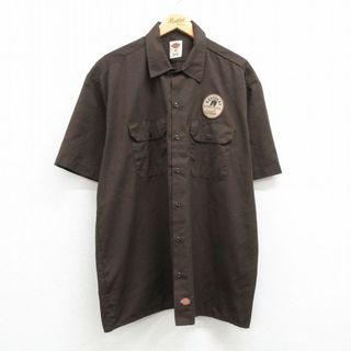 ディッキーズ(Dickies)のXL★古着 ディッキーズ Dickies 半袖 ワーク シャツ メンズ ケンタッキー 大きいサイズ ロング丈 こげ茶 ブラウン 24apr02 中古 トップス(シャツ)