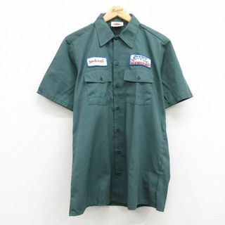 ディッキーズ(Dickies)のM★古着 ディッキーズ Dickies 半袖 ワーク シャツ メンズ 90年代 90s SOLID USA製 緑系 グリーン 24apr02 中古 トップス(シャツ)