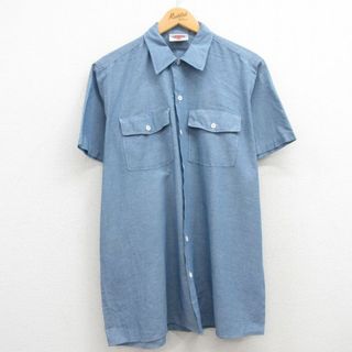 ディッキーズ(Dickies)のL★古着 ディッキーズ Dickies 半袖 シャンブレー シャツ メンズ 90年代 90s 薄紺 ネイビー 24apr02 中古 トップス(シャツ)