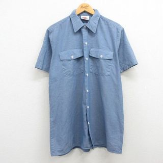 ディッキーズ(Dickies)のL★古着 ディッキーズ Dickies 半袖 シャンブレー シャツ メンズ 90年代 90s ロング丈 薄紺 ネイビー 24apr02 中古 トップス(シャツ)