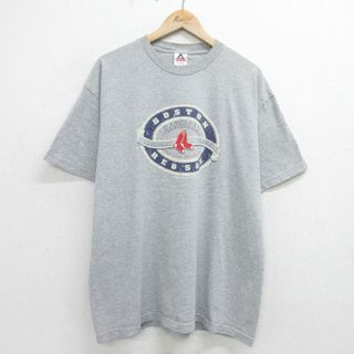 XL★古着 半袖 ビンテージ Tシャツ メンズ 00年代 00s MLB ボストンレッドソックス 大きいサイズ クルーネック グレー 霜降り メジャーリーグ ベースボール 野球 24apr02 中古(Tシャツ/カットソー(半袖/袖なし))