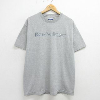 リーボック(Reebok)のXL★古着 リーボック REEBOK 半袖 ビンテージ Tシャツ メンズ 00年代 00s ビッグロゴ クルーネック グレー 霜降り 24apr02 中古(Tシャツ/カットソー(半袖/袖なし))