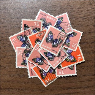 日本の古切手　オオムラサキ　20枚(各種パーツ)