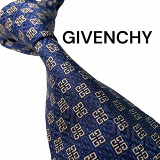 GIVENCHY - 732.GIVENCHY ネクタイ シルク ロゴグラム 4Gロゴ　ネイビー