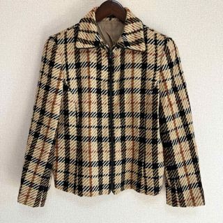 ダックス(DAKS)の★美品 DAKS ダックス ジャケット ハウスチェック ベージュ ウール 牛革(その他)