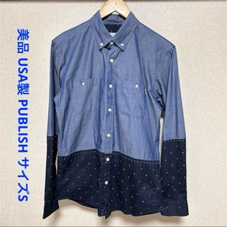 PUBLISH BRAND - 美品 パブリッシュ USA製 長袖 ボタンダウンシャツ S ネイビー系