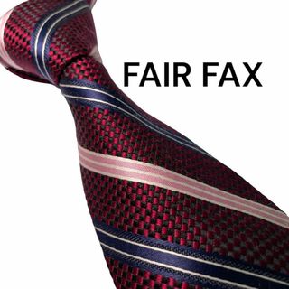 FAIR FAX - 731.FAIR FAXネクタイ ストライプ柄 日本製レッド　肉厚