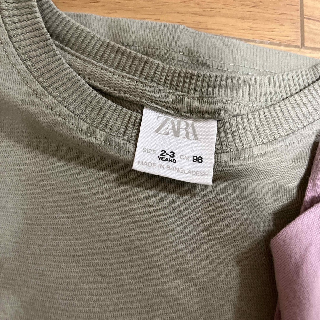 ZARA KIDS(ザラキッズ)のZARA 無地　長袖Tシャツ　春色　3枚セット キッズ/ベビー/マタニティのキッズ服男の子用(90cm~)(Tシャツ/カットソー)の商品写真