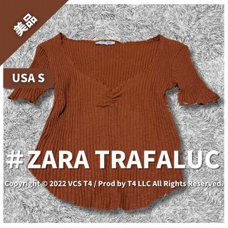 【美品】 ZARA カットソー(半袖) S オレンジ ニット ✓3288(Tシャツ(長袖/七分))