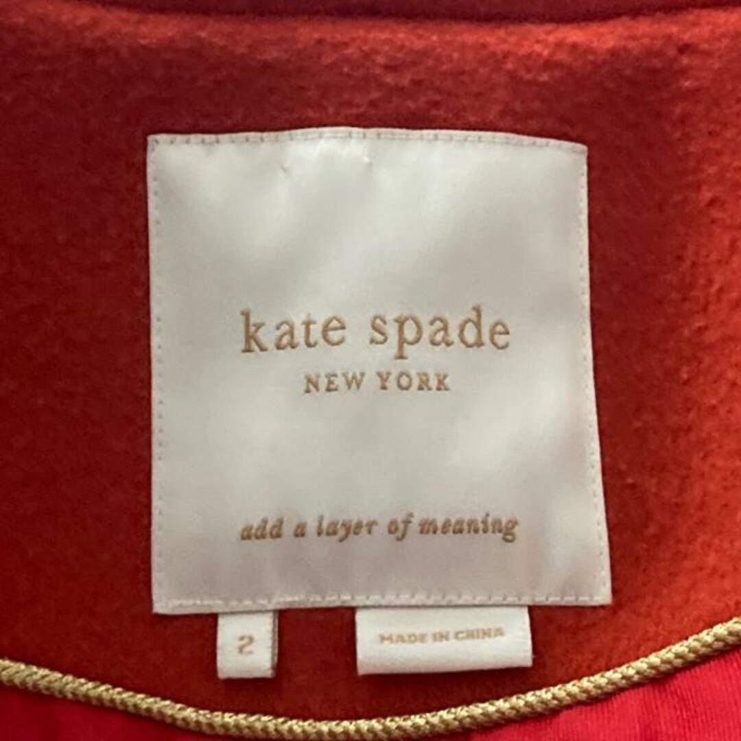 kate spade new york(ケイトスペードニューヨーク)のKate spade(ケイトスペード) Pコート サイズ2 S レディース - レッド 長袖/冬 レディースのジャケット/アウター(ピーコート)の商品写真