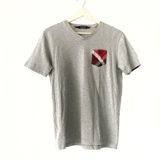 BLACK LABEL CRESTBRIDGE(ブラックレーベルクレストブリッジ) 半袖Tシャツ サイズL レディース - ライトグレー×レッド×マルチ Vネック