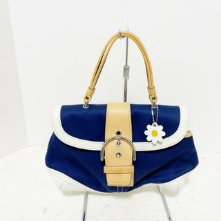 コーチ(COACH)のCOACH(コーチ) ハンドバッグ - 4432 ダークネイビー×白×ライトブラウン コットン×レザー(ハンドバッグ)