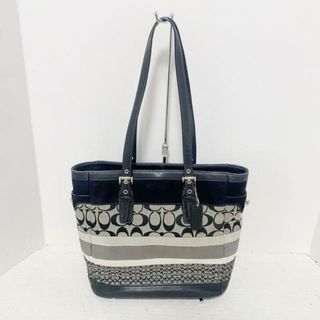 コーチ(COACH)のCOACH(コーチ) トートバッグ シグネチャー スエード ミニダブルC モノグラム トート F11529 グレー×黒 ジャガード×レザー×スエード(トートバッグ)