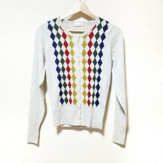 ジョンスメドレー(JOHN SMEDLEY)のJOHN SMEDLEY(ジョンスメドレー) カーディガン サイズXS レディース美品  - ライトグレー×ボルドー×マルチ 長袖/アーガイル(カーディガン)